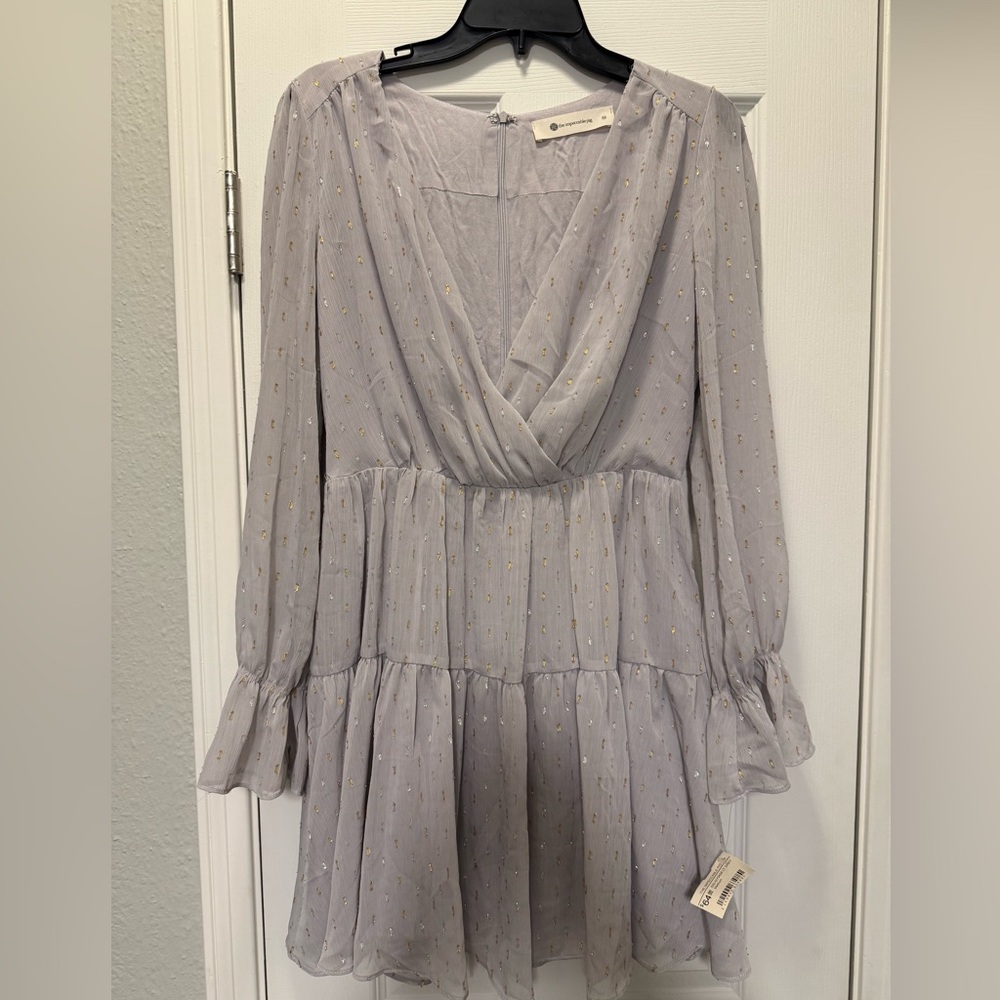 The Impeccable Pig Metallic Silver & Gold Long Sleeve Mini Dress